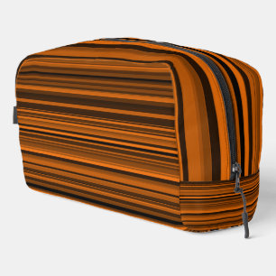 Bolsa de artículos de aseo de rayas negras naranja