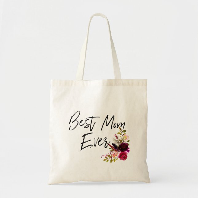 Bolsa de asas floral de la mamá de la acuarela la (Frente)
