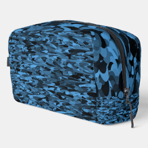 Bolsa de aseo azul negro con patrón abstracto