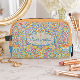 Bolsa de aseo chic con patrón de paisley colorido