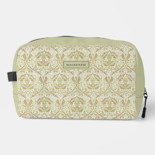 Bolsa de aseo con elegante patrón floral dorado