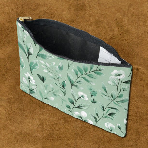 Bolsa de aseo con estampado botánico en verdes sut