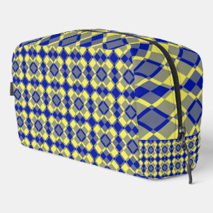 Bolsa de aseo con estampado de cuadros argyle azul
