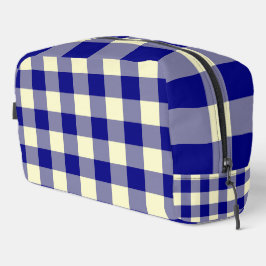 Bolsa de aseo con estampado de cuadros azul amaril