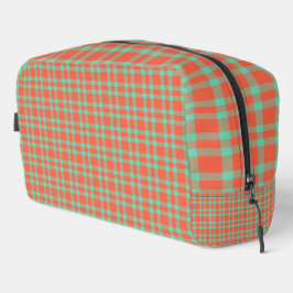 Bolsa de aseo con estampado de cuadros azul verdos