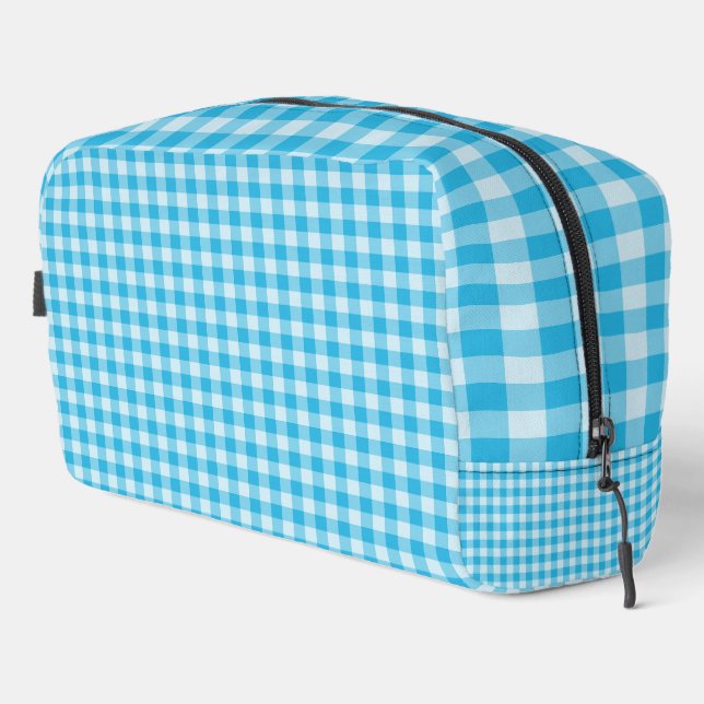 Bolsa de aseo con estampado de cuadros azules (Esquina derecha)