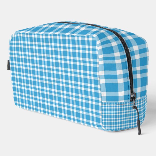 Bolsa de aseo con estampado de cuadros azules y bl (Esquina derecha)