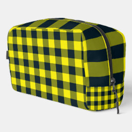 Bolsa de aseo con estampado de cuadros negro y ama