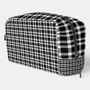 Bolsa de aseo con estampado de cuadros negros y bl