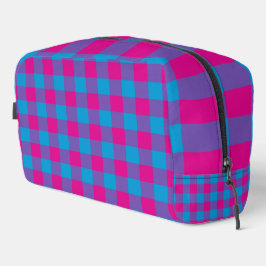 Bolsa de aseo con estampado de cuadros púrpura ros