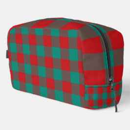 Bolsa de aseo con estampado de cuadros rojos verde