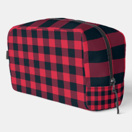 Bolsa de aseo con estampado de cuadros rojos y neg