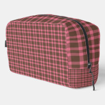 Bolsa de aseo con estampado de cuadros rosa marrón