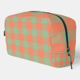 Bolsa de aseo con estampado de cuadros rosa salmón