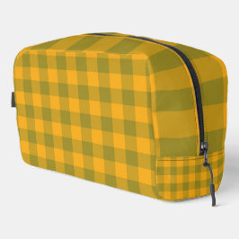 Bolsa de aseo con estampado de cuadros verde amari