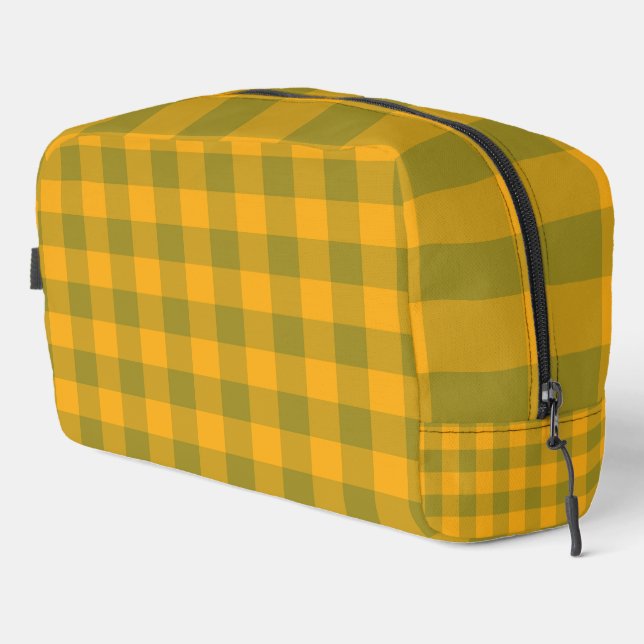 Bolsa de aseo con estampado de cuadros verde amari (Esquina derecha)