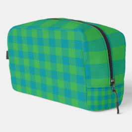Bolsa de aseo con estampado de cuadros verde azul