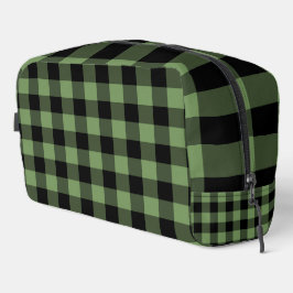 Bolsa de aseo con estampado de cuadros verde y neg