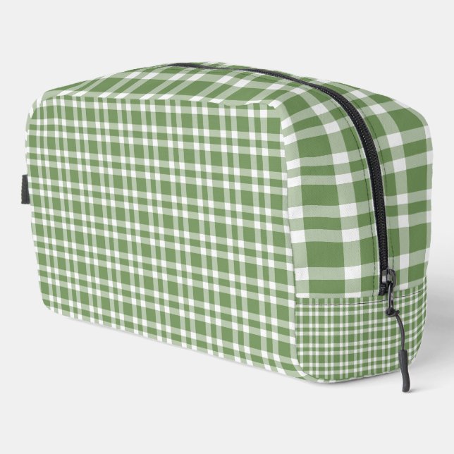 Bolsa de aseo con estampado de cuadros verdes y bl (Esquina derecha)