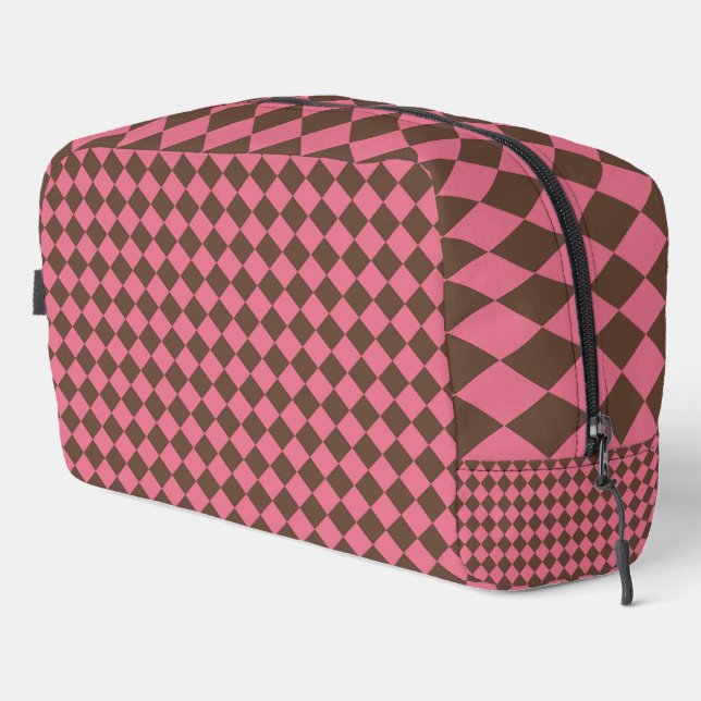 Bolsa de aseo con estampado de diamantes de cuadro (Esquina derecha)