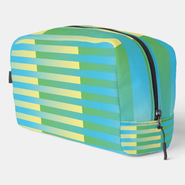 Bolsa de aseo con estampado de rayas azules amaril (Esquina derecha)