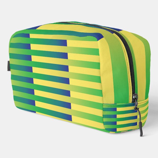 Bolsa de aseo con estampado de rayas verdes amaril (Esquina derecha)