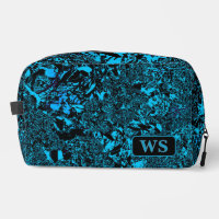 Bolsa de aseo con monograma de azul claro vibrante