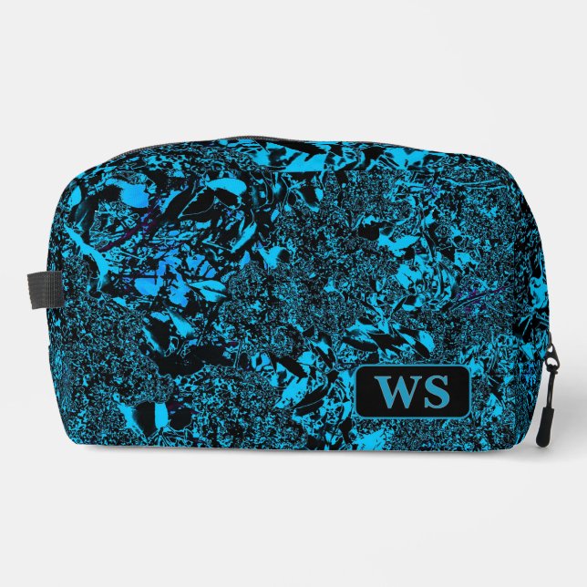 Bolsa de aseo con monograma de azul claro vibrante (Anverso)