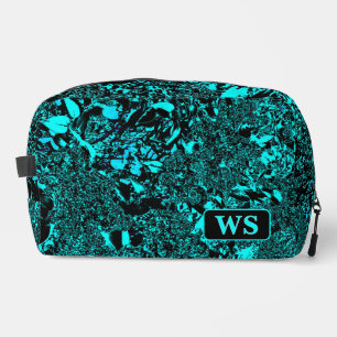 Bolsa de aseo con monograma en verde azulado vibra