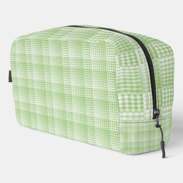 Bolsa de aseo con patrón abstracto de cuadros verd (Esquina derecha)