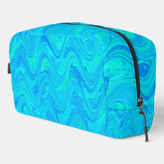 Bolsa de aseo con patrón azul verdemar (Esquina derecha)