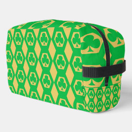 Bolsa de aseo con patrón de hexágono amarillo verd