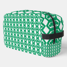 Bolsa de aseo con patrón de hexágono blanco verde