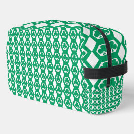 Bolsa de aseo con patrón de hexágono blanco verde
