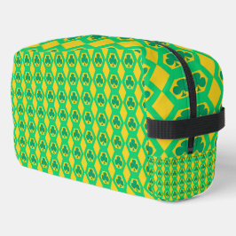 Bolsa de aseo con patrón de hexágono verde amarill