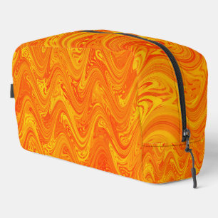 Bolsa de aseo con patrón de mármol naranja amarill
