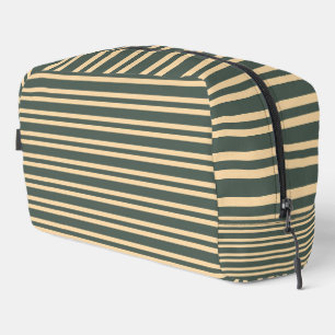 Bolsa de aseo con patrón de rayas verdes y amarill