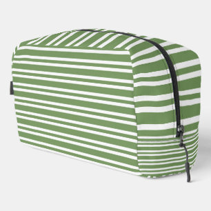 Bolsa de aseo con patrón de rayas verdes y blancas