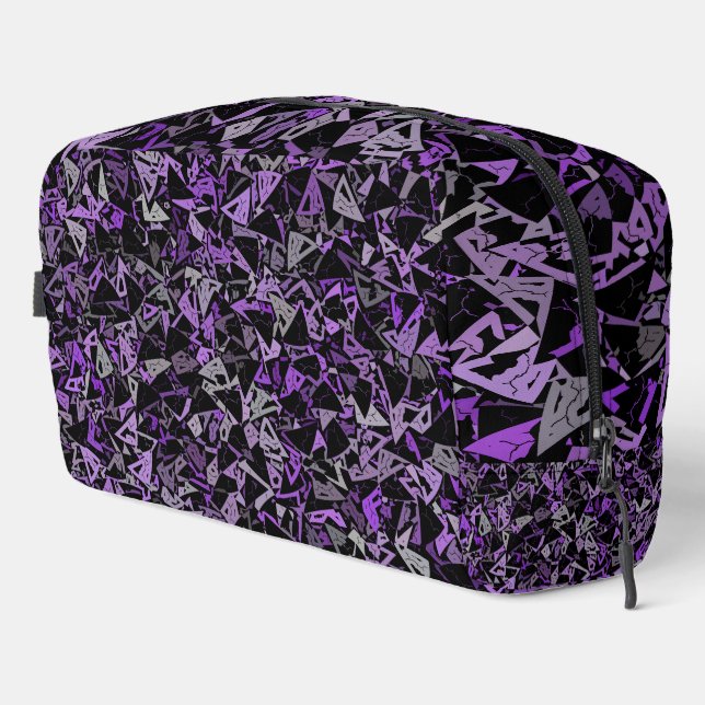 Bolsa de aseo con patrón de triángulo gris morado (Esquina derecha)