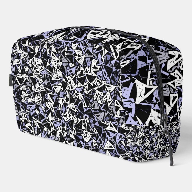 Bolsa de aseo con patrón de triángulo negro morado (Esquina derecha)
