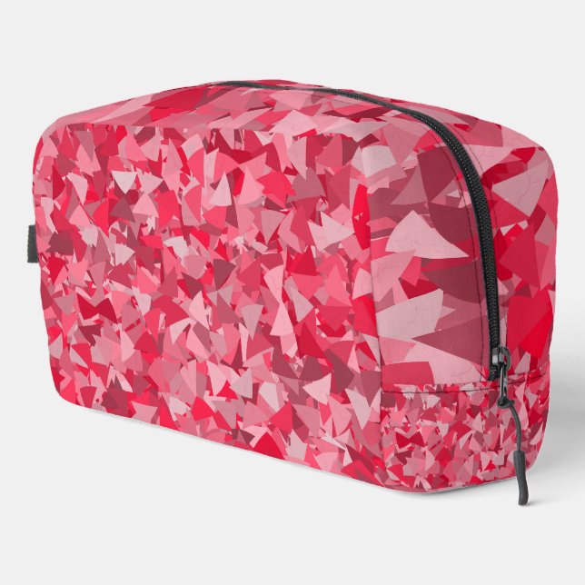 Bolsa de aseo con patrón de triángulo rosa rojo (Esquina derecha)
