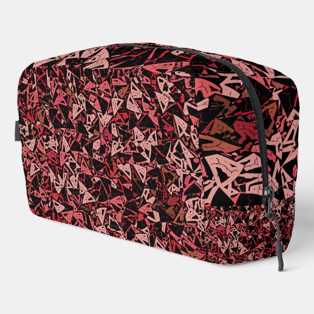 Bolsa de aseo con patrón de triángulo rosa rojo (Esquina derecha)