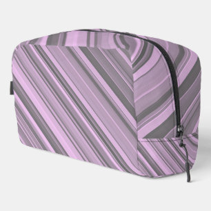 Bolsa de aseo con rayas grises moradas