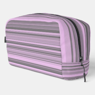 Bolsa de aseo con rayas grises moradas