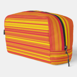 Bolsa de aseo con rayas naranjas rojas y amarillas