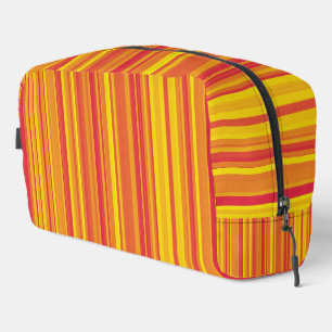 Bolsa de aseo con rayas naranjas rojas y amarillas