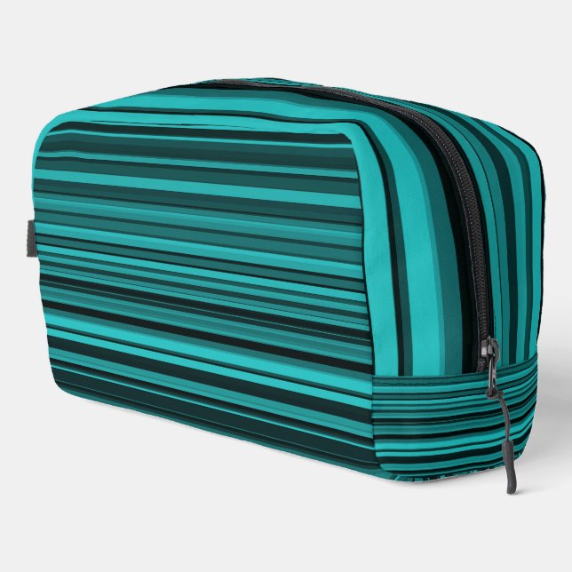Bolsa de aseo con rayas negras y verde azulado (Esquina derecha)