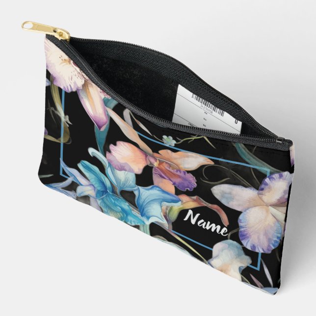Bolsa de Aseo Personalizada - Mezcla Floral Negra (Abierto)