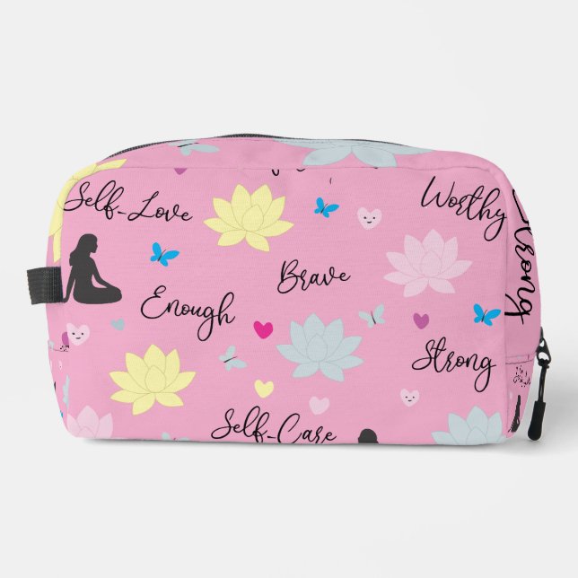 Bolsa de aseo rosa diseño de salud mental (Anverso)