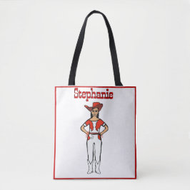 Bolsa de bailarina vaquera blanca con flecos rojos